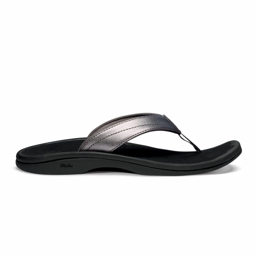 Olukai Women's Ohana Flip Flop - Pewter / Black US806-914